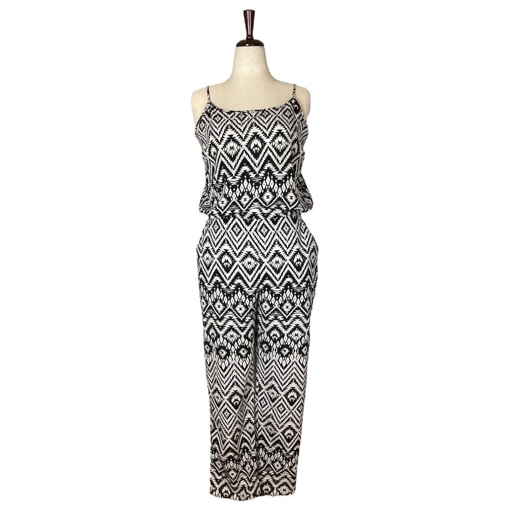 Red Black and White Tribal Print Jumpsuit